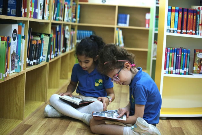 Young girls studying in the School Library